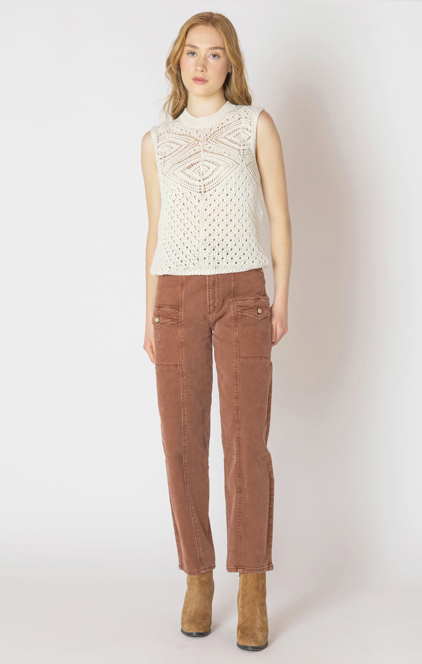 Dex Patterned Pointelle Sweater - Ecru | Women’s