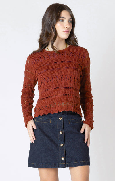 Dex Scallop Hem Crochet Top - Burnt Orange | Women’s