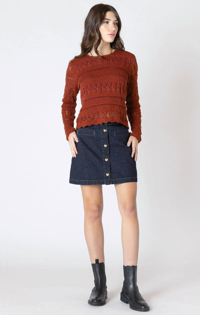 Dex Scallop Hem Crochet Top - Burnt Orange | Women’s