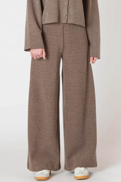 ROOM34 Wide Leg Ribbed Pant - Mocha Heather | Women’s