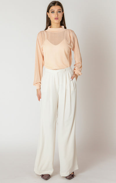 Black Tape Wide Flowy Pant - Ecru | Women’s