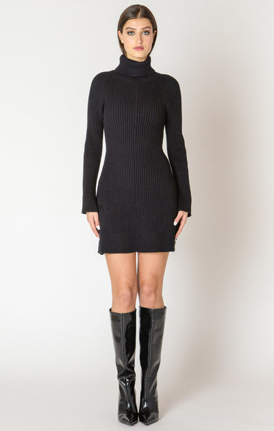 Black Tape Ribbed Turtleneck Sweater Dress - Black | Women’s