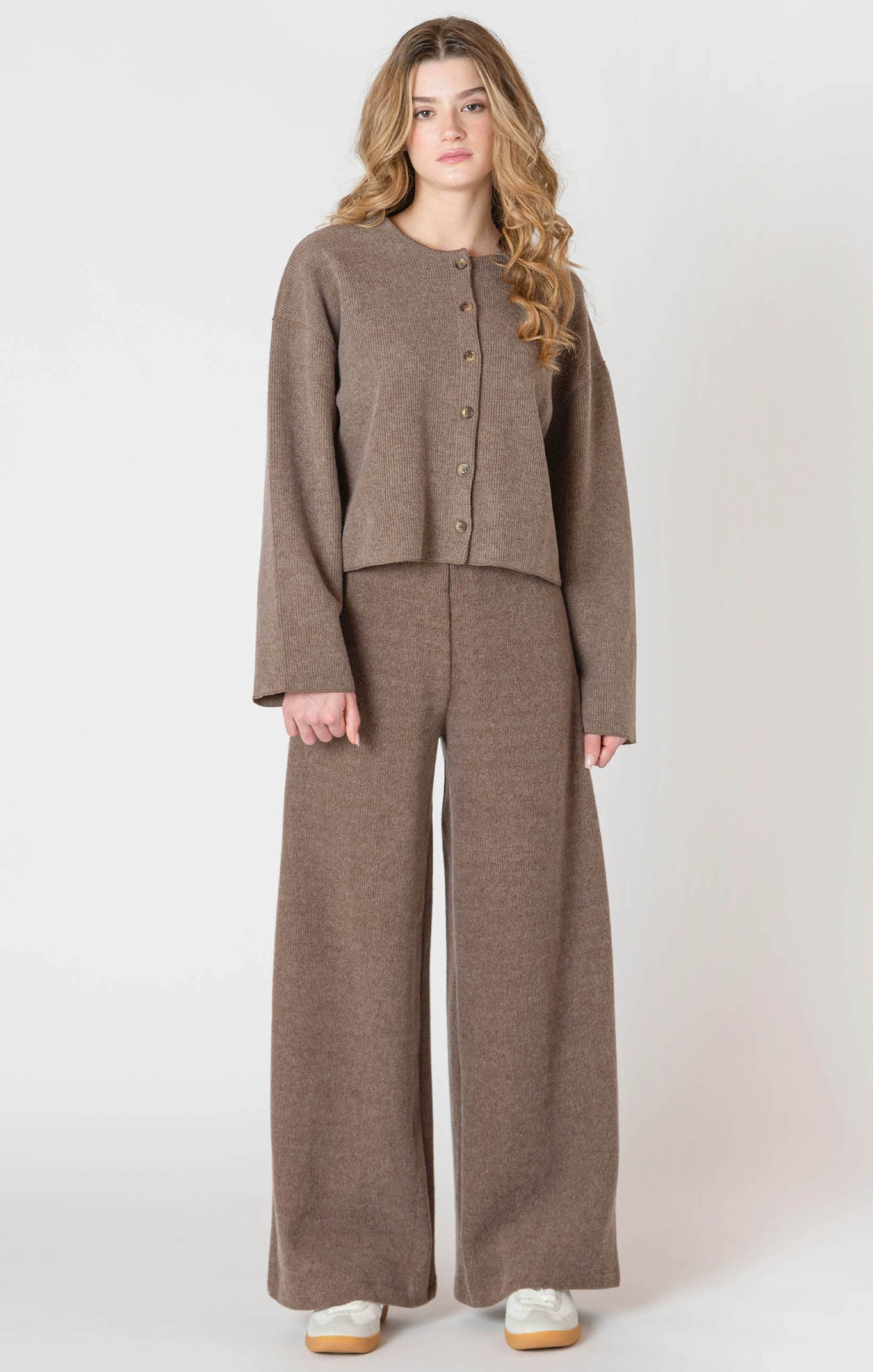 ROOM34 Wide Leg Ribbed Pant - Mocha Heather | Women’s