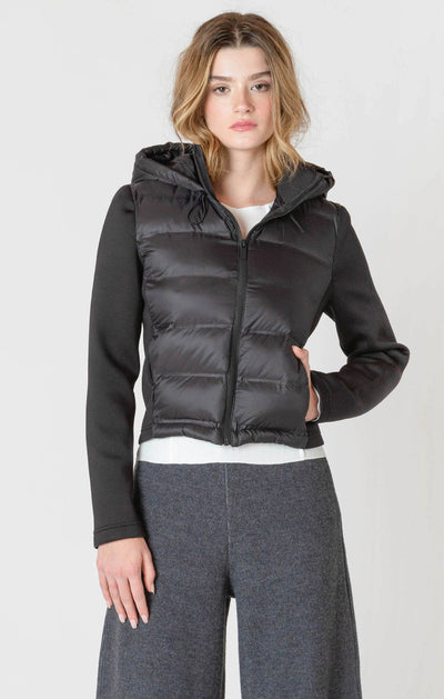ROOM34 Mixed Fabric Puffer Jacket - Black | Women’s