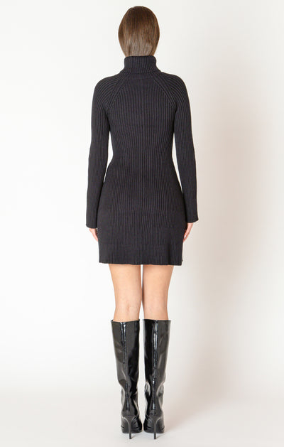Black Tape Ribbed Turtleneck Sweater Dress - Black | Women’s