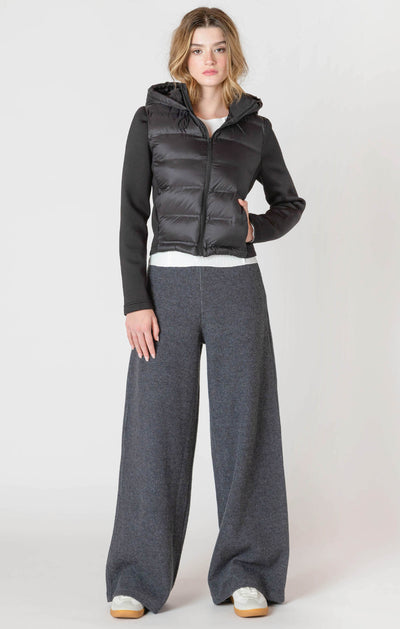 ROOM34 Mixed Fabric Puffer Jacket - Black | Women’s
