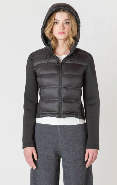 ROOM34 Mixed Fabric Puffer Jacket - Black | Women’s
