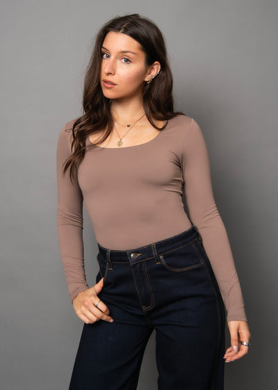 Second Skin Mariana 23 Long Sleeve Scoop Top - Clay Taupe | Women’s