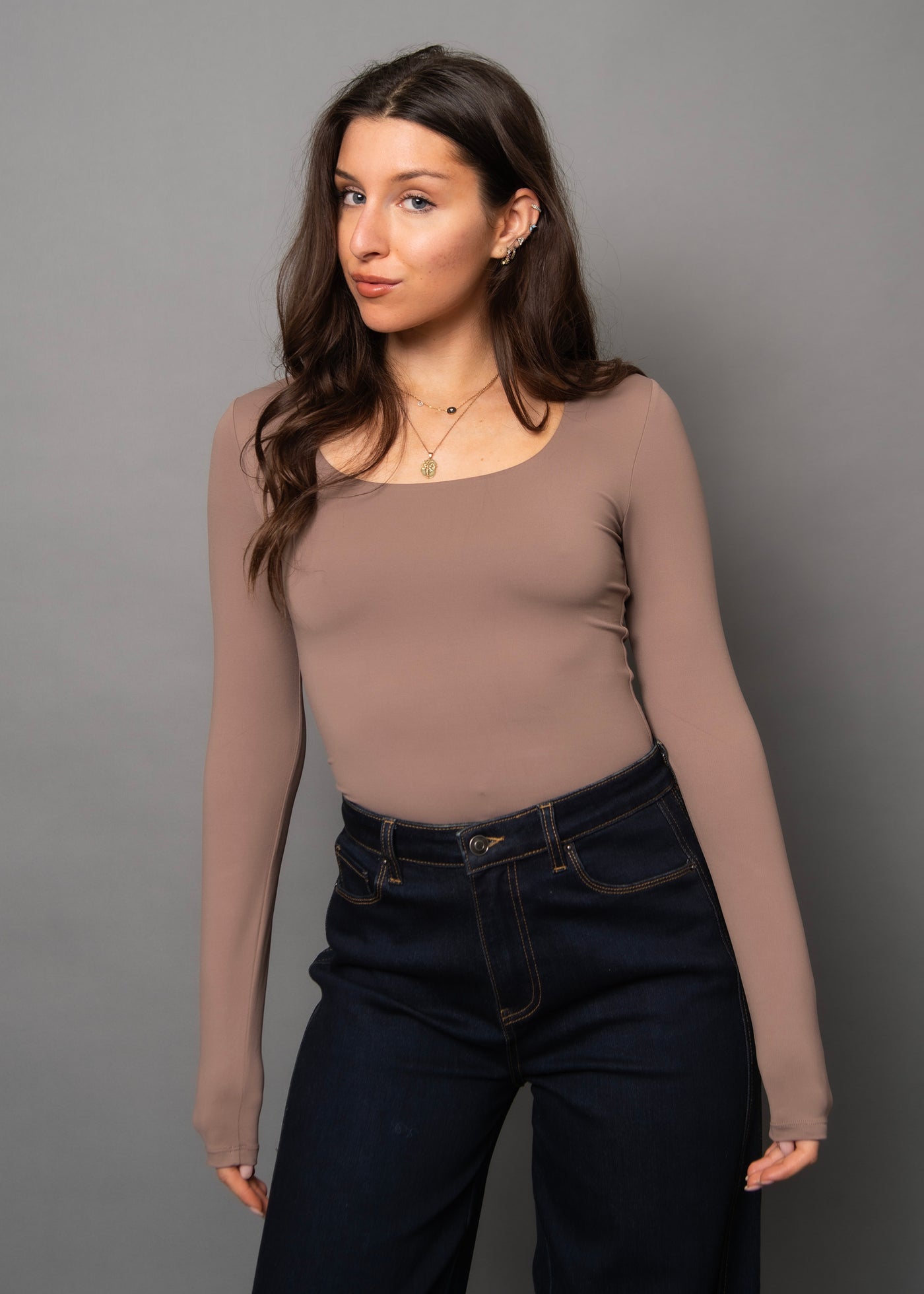Second Skin Mariana 23 Long Sleeve Scoop Top - Clay Taupe | Women’s