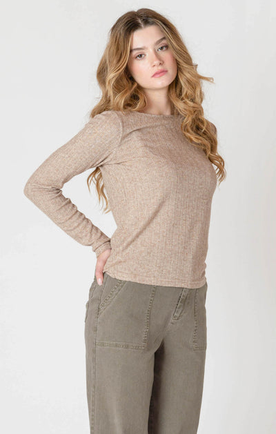 ROOM34 Boatneck Textured Top - Heather Taupe | Women’s