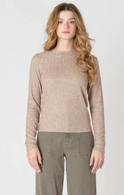 ROOM34 Boatneck Textured Top - Heather Taupe | Women’s