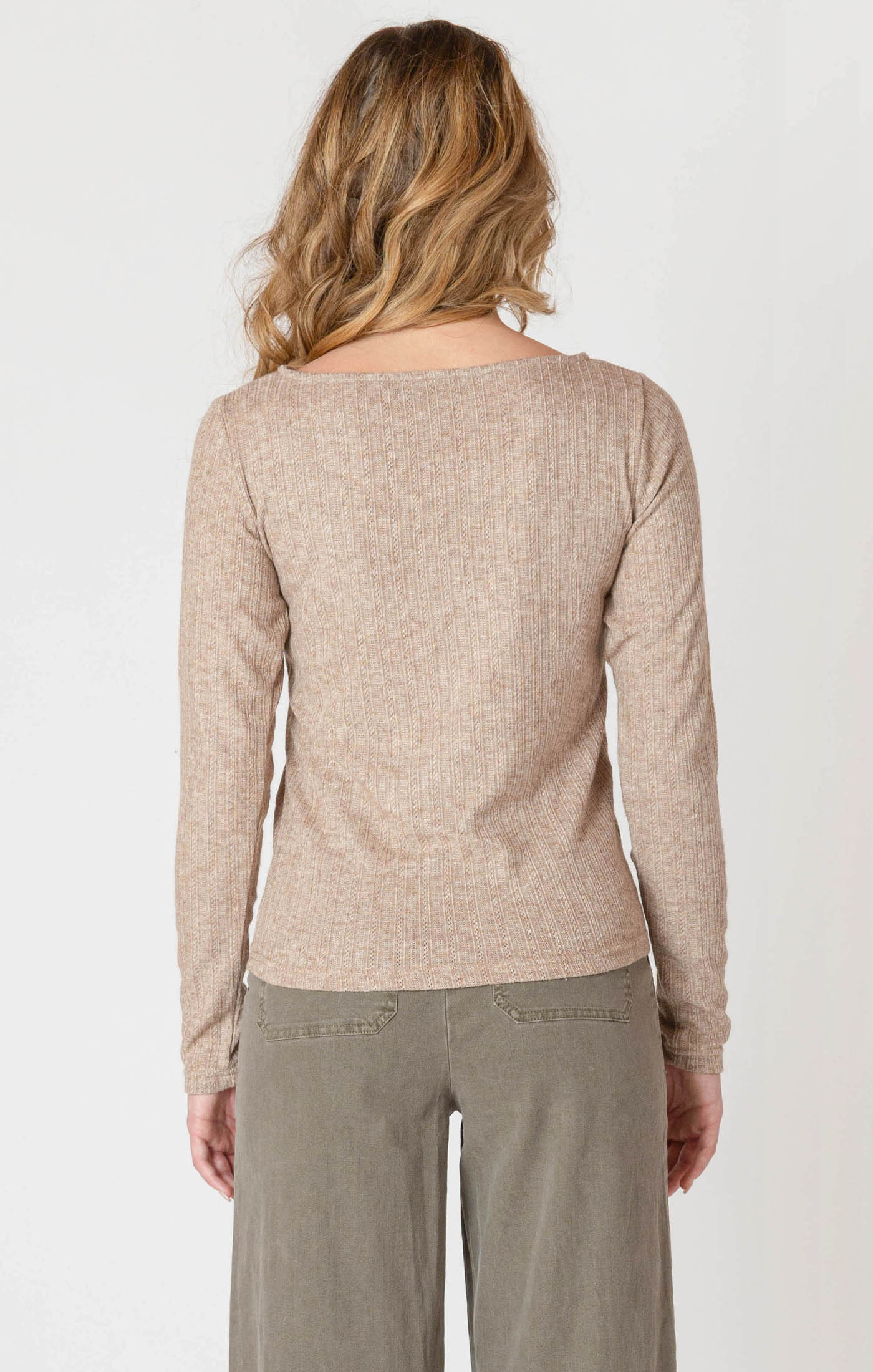ROOM34 Boatneck Textured Top - Heather Taupe | Women’s