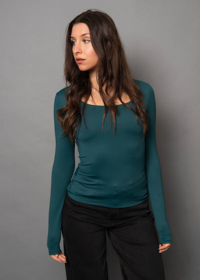 Second Skin Marianna 23 Long Sleeve Scoop Tank - DK Hunter Green | Women’s