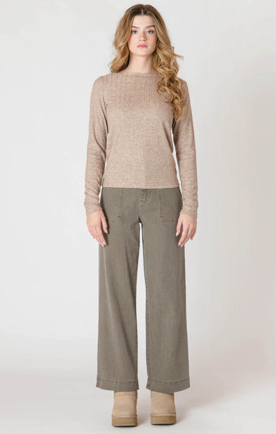 ROOM34 Boatneck Textured Top - Heather Taupe | Women’s