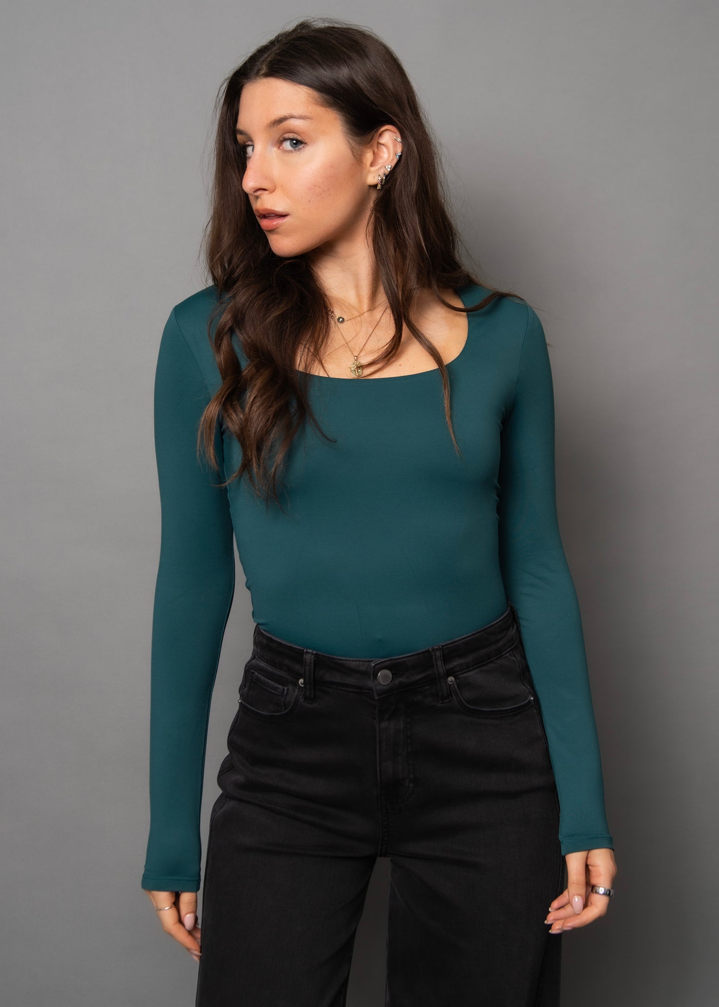 Second Skin Marianna 23 Long Sleeve Scoop Tank - DK Hunter Green | Women’s