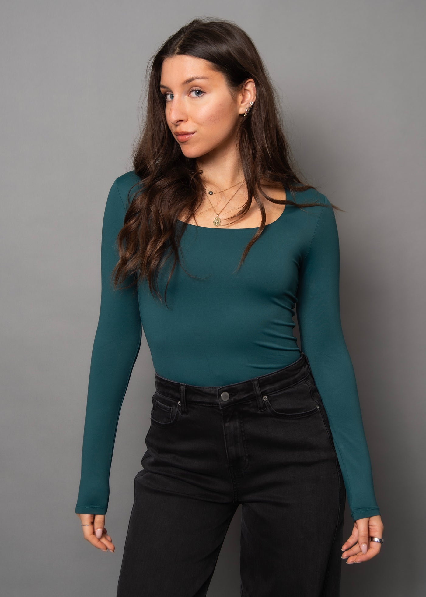 Second Skin Marianna 23 Long Sleeve Scoop Tank - DK Hunter Green | Women’s