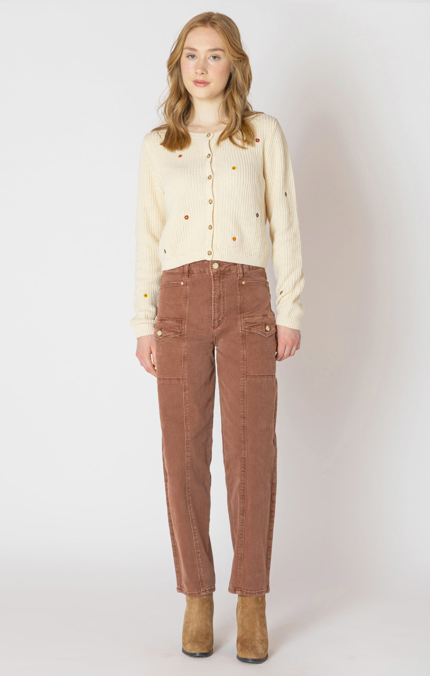 Dex Embroidered Crewneck Cardigan - Floral Embroidery | Women’s