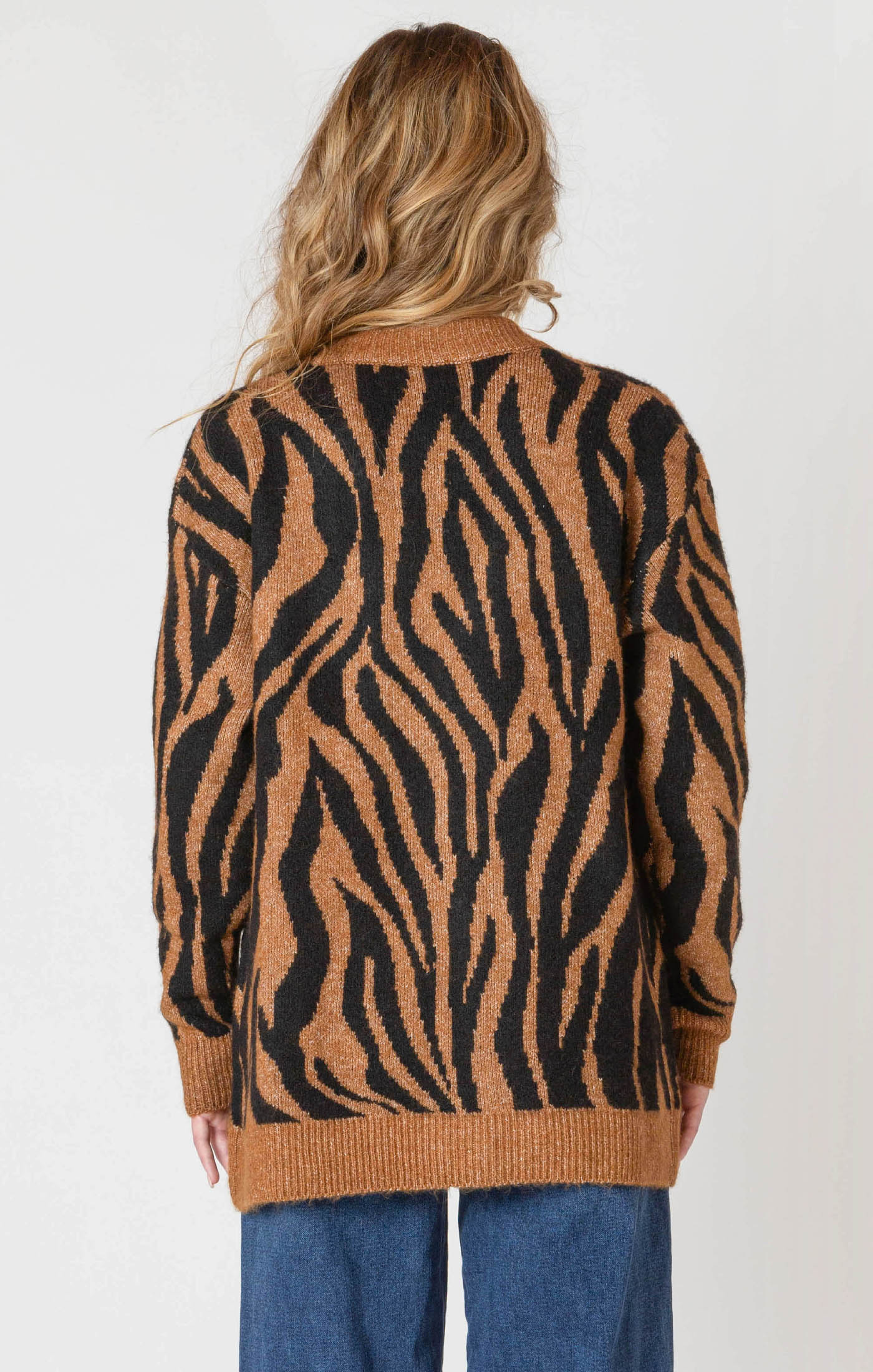 ROOM34 Button Front Patterned Cardigan - Tiger | Women’s
