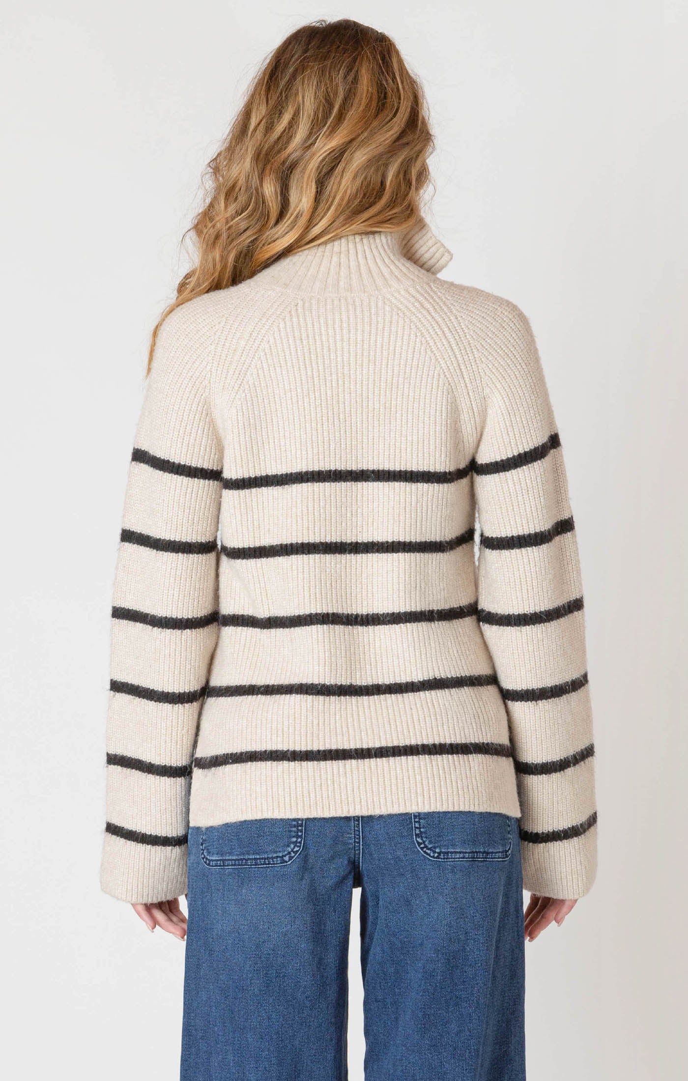 ROOM34 Half-Zip Longline Sweater - Oat/Black Stripe | Women’s