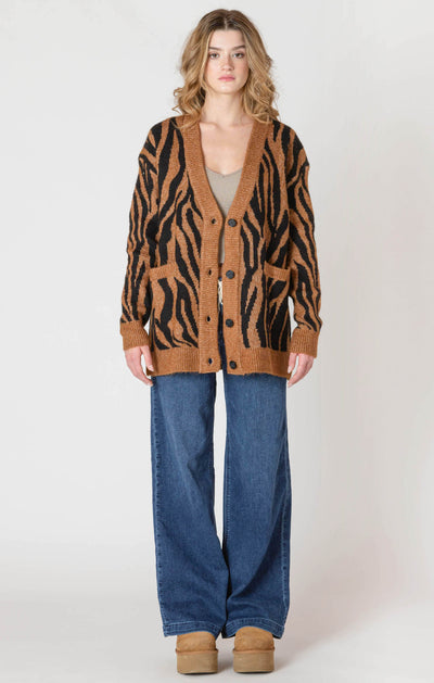 ROOM34 Button Front Patterned Cardigan - Tiger | Women’s
