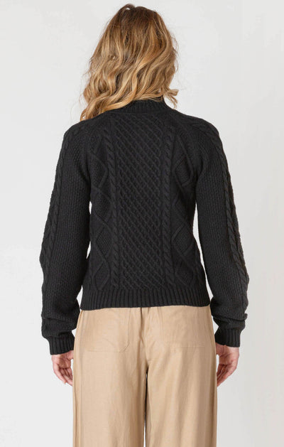 ROOM34 Half Zip Cable Sweater - Black | Women’s