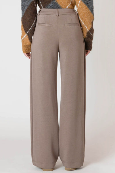 ROOM34 Wide Leg Knit Trouser - Dark Taupe | Women’s