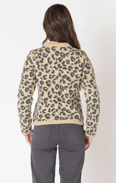 Dex Crewneck Patterned Cardigan - Leopard Brown | Women’s