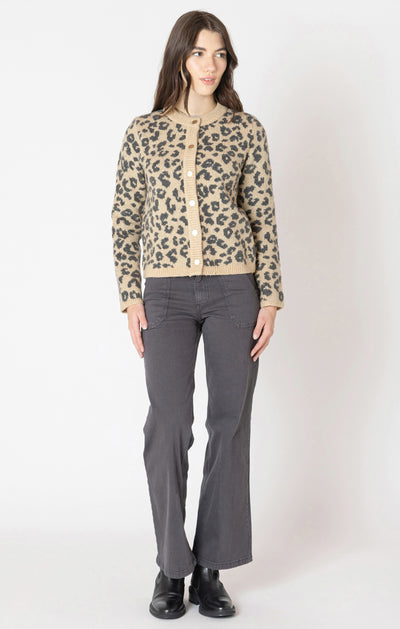 Dex Crewneck Patterned Cardigan - Leopard Brown | Women’s