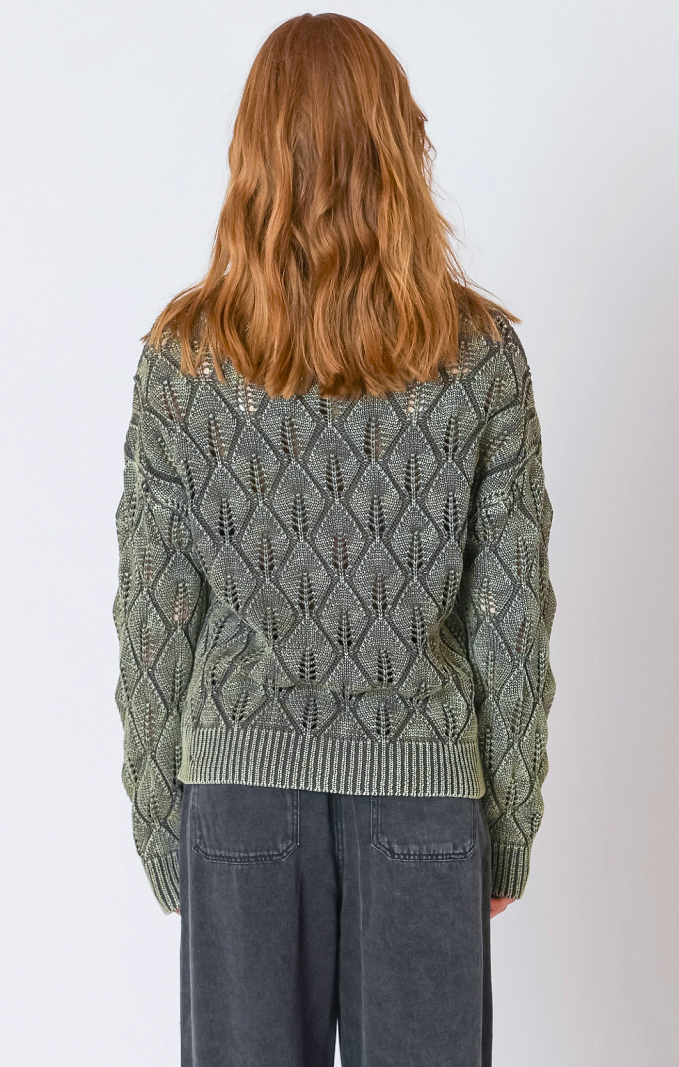 Dex Pointelle Crew Neck Sweater - Washed Khaki | Women’s