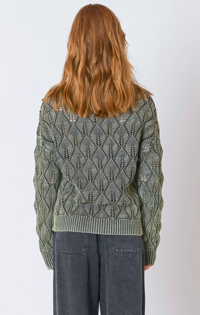 Dex Pointelle Crew Neck Sweater - Washed Khaki | Women’s