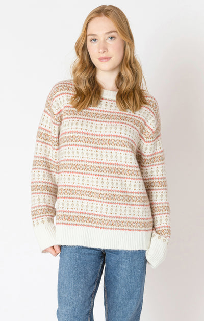 Dex Oversized Patterned Sweater - Red Fairisle | Women’s