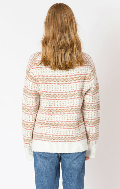 Dex Oversized Patterned Sweater - Red Fairisle | Women’s