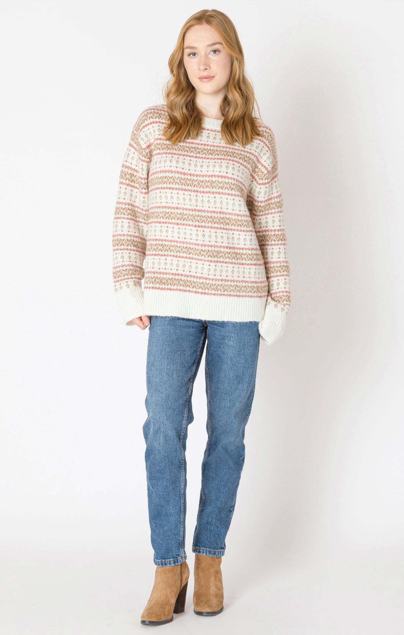 Dex Oversized Patterned Sweater - Red Fairisle | Women’s