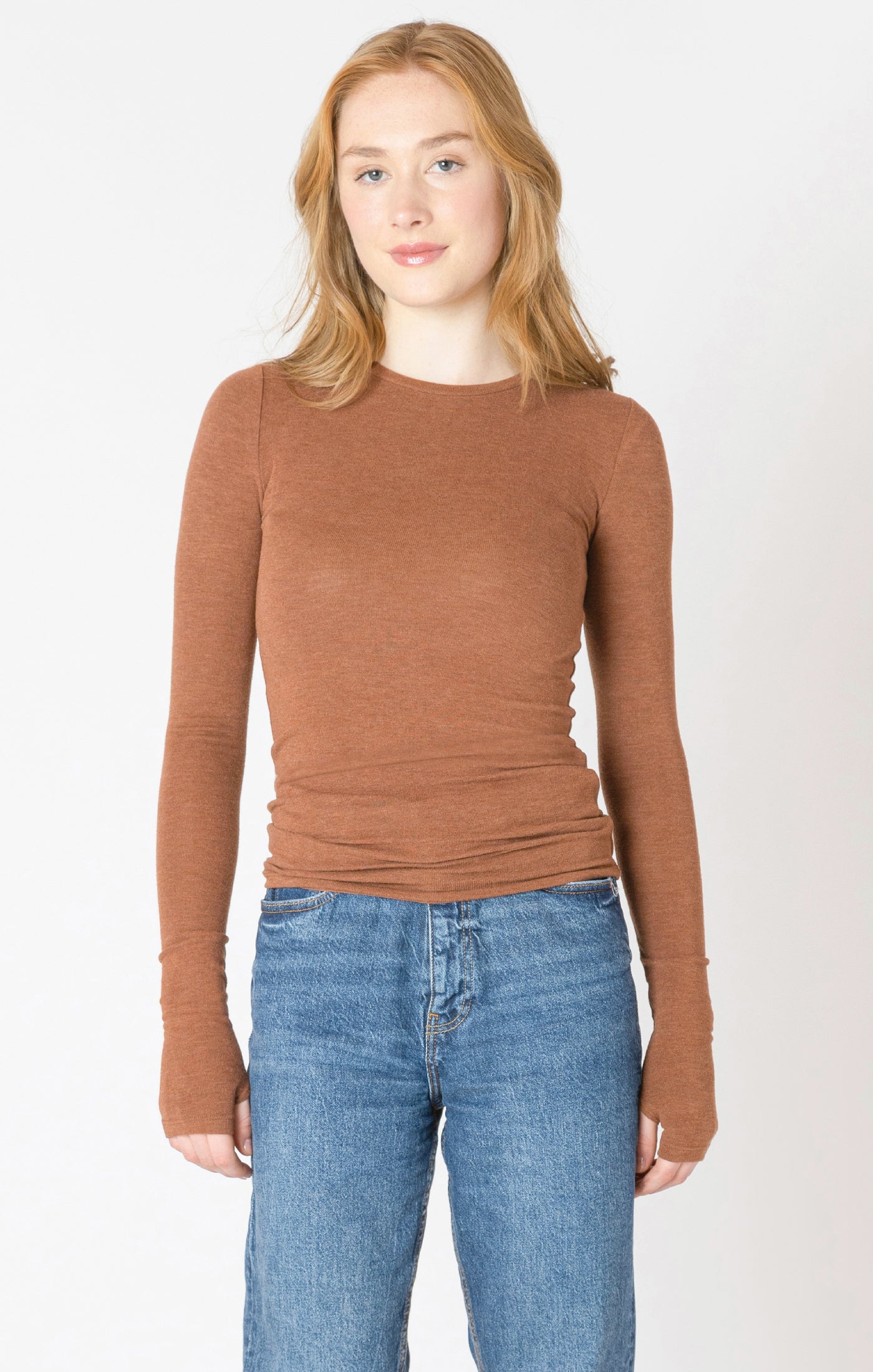 Dex Brushed Crewneck Long Sleeve - Chestnut Heather | Women’s