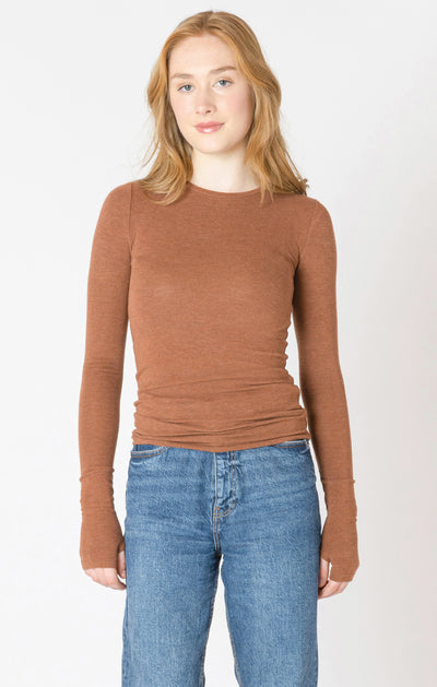 Dex Brushed Crewneck Long Sleeve - Chestnut Heather | Women’s