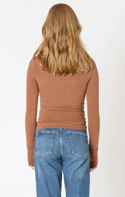 Dex Brushed Crewneck Long Sleeve - Chestnut Heather | Women’s