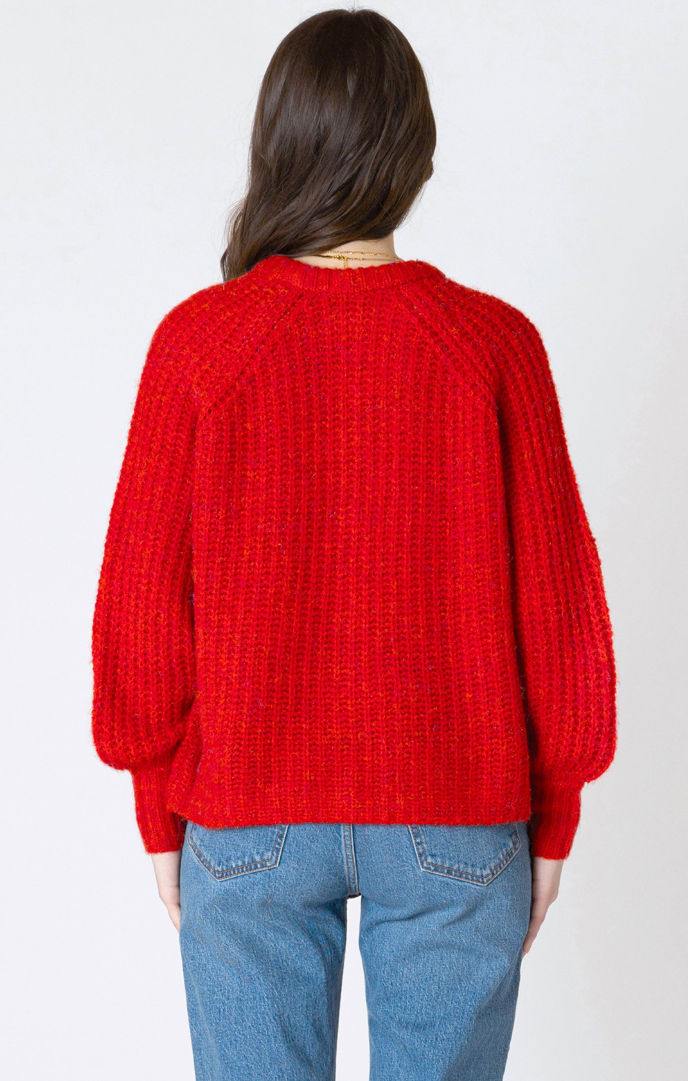 Dex Crewneck Textured Cardigan - Candy Red Melange | Women’s