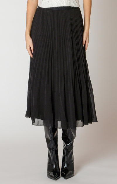 Black Tape Pleated Skirt - Black | Women’s