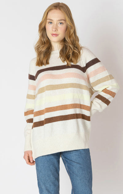 Dex Oversized Patterned Sweater - Neutral Stripe | Women’s