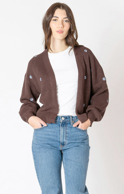 Dex Embroidered Open Cardigan - Brownie | Women’s