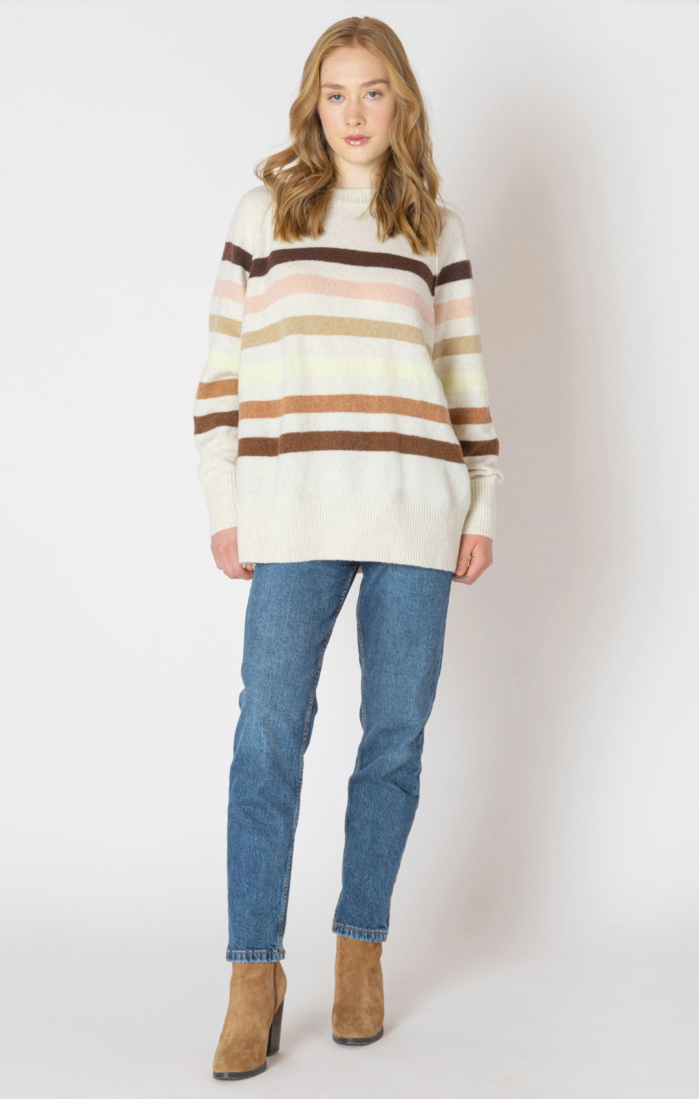 Dex Oversized Patterned Sweater - Neutral Stripe | Women’s