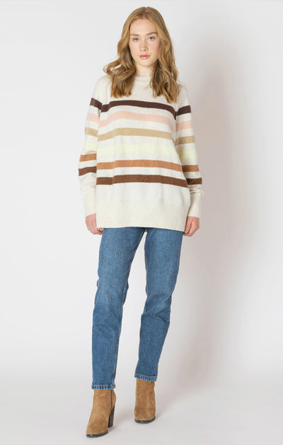 Dex Oversized Patterned Sweater - Neutral Stripe | Women’s