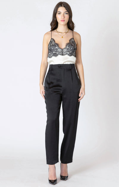 Dex Straight Leg Satin Pant - Black | Women’s