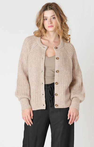 Dex Crewneck Textured Cardigan - Soft Oat Melange | Women’s