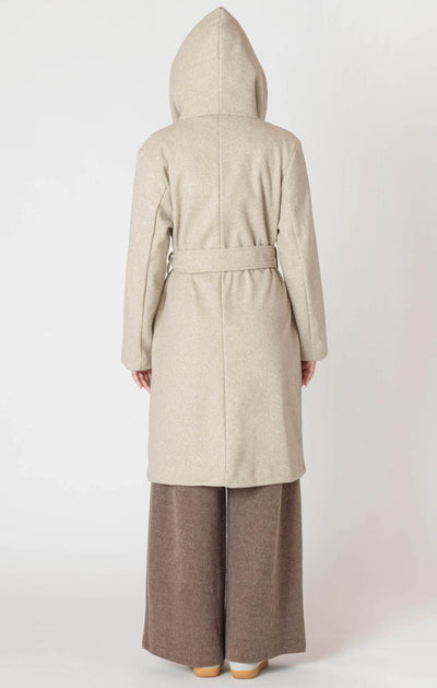ROOM34 Belted Hooded Coat - Stone | Women’s