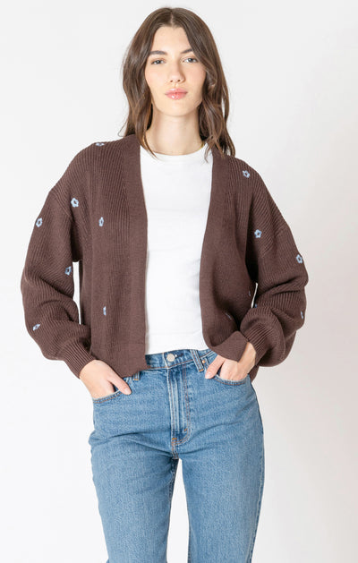 Dex Embroidered Open Cardigan - Brownie | Women’s