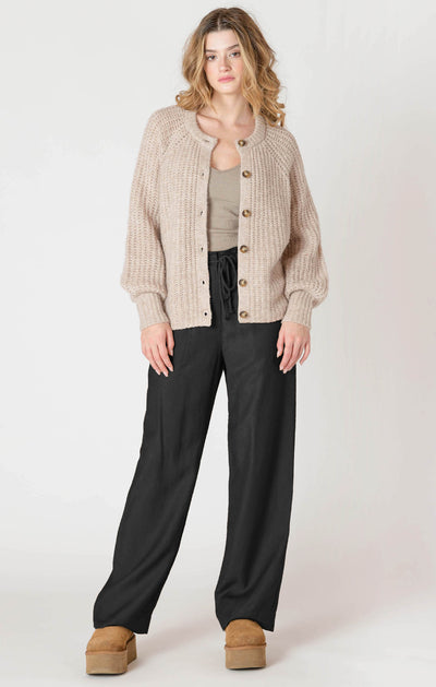 Dex Crewneck Textured Cardigan - Soft Oat Melange | Women’s
