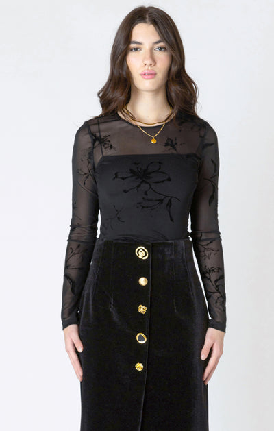 Dex Burnout Patterned Bodysuit - Black | Women’s