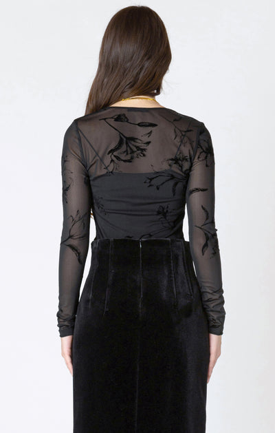 Dex Burnout Patterned Bodysuit - Black | Women’s