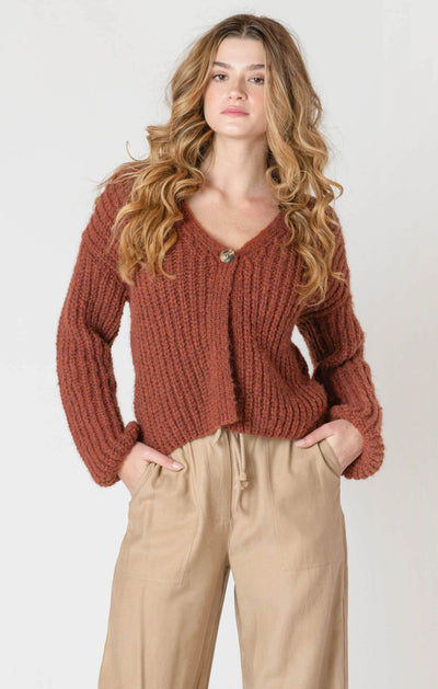 ROOM34 Single Button Cardigan - Cinnamon Melange | Women’s